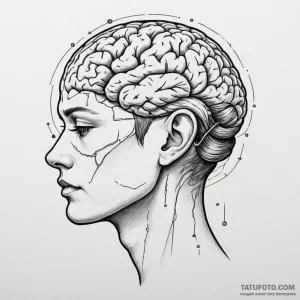 Human head with exposed holographic brain, ta… — эскиз тату (№1749266260_0, 07.06.2025 03:17) — Tatufoto.com