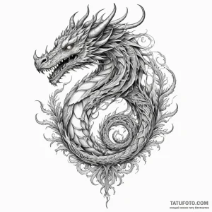 Fractal dragon, tattoo drawing outline, black… — эскиз тату (№1749272813_0, 07.06.2025 05:06) — Tatufoto.com