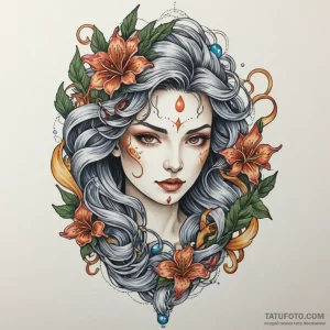 Vodyanoy (water spirit), tattoo drawing outli… — эскиз тату (№1749273152_1, 07.06.2025 05:12) — Tatufoto.com