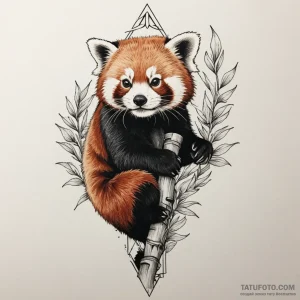 A red panda on a bamboo stalk, tattoo flash s… — эскиз тату (№1749273771_1, 07.06.2025 05:22) — Tatufoto.com