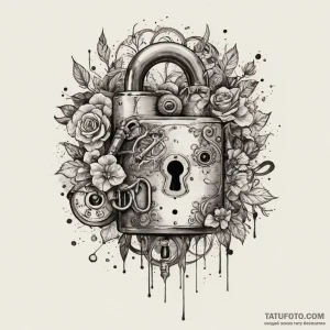 Lock and key (as a pair), concept art for tat… — эскиз тату (№1749274873_1, 07.06.2025 05:41) — Tatufoto.com