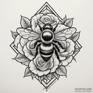 A bee on a honeycomb (is there, but can be cl… — эскиз тату (№1749278407_1, 07.06.2025 06:40) — Tatufoto.com