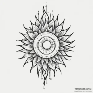 Solar flare, artistic tattoo sketch, linework… — эскиз тату (№1749279617_1, 07.06.2025 07:00) — Tatufoto.com