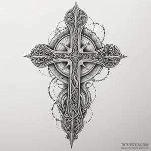 The leviathan cross, concept art for tattoo,… — эскиз тату (№1749280689_0, 07.06.2025 07:18) — Tatufoto.com
