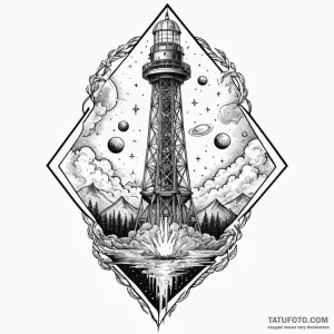 A space elevator, concept art for tattoo, cle… — эскиз тату (№1749282019_0, 07.06.2025 07:40) — Tatufoto.com