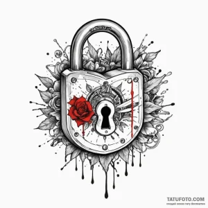 A padlock, tattoo line art, moderately detail… — эскиз тату (№1749282728_0, 07.06.2025 07:52) — Tatufoto.com