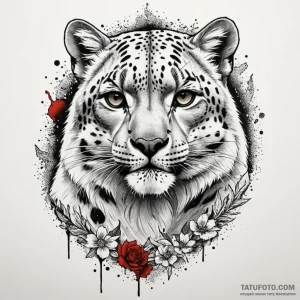 A snow leopard in the mountains (is there, bu… — эскиз тату (№1749284536_1, 07.06.2025 08:22) — Tatufoto.com