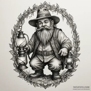 Dwarf miner with a lantern, tattoo flash shee… — эскиз тату (№1749287210_1, 07.06.2025 09:06) — Tatufoto.com