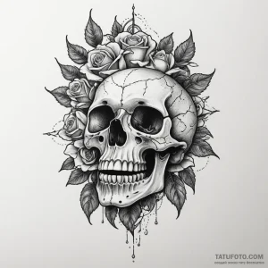 A skeleton watering a single living rose, con… — эскиз тату (№1749288845_1, 07.06.2025 09:34) — Tatufoto.com