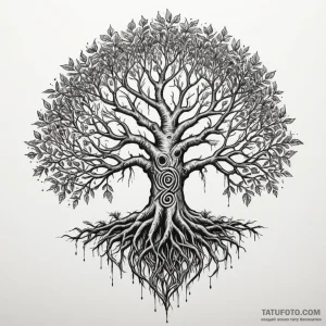 A tree with its roots exposed, forming a laby… — эскиз тату (№1749288993_1, 07.06.2025 09:36) — Tatufoto.com