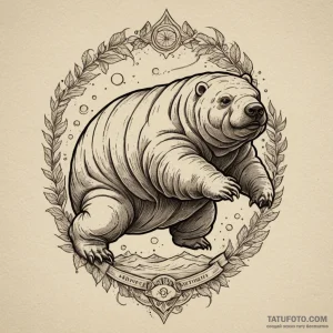 Tardigrade (water bear), ink illustration for… — эскиз тату (№1749303025_0, 07.06.2025 13:30) — Tatufoto.com
