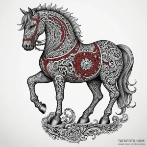 The trojan horse, tattoo drawing outline, bla… — эскиз тату (№1749303334_1, 07.06.2025 13:35) — Tatufoto.com