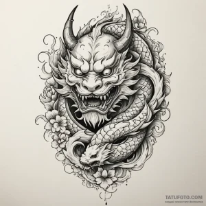 Oni mask, tattoo line art, irezumi japanese t… — эскиз тату (№1749305378_0, 07.06.2025 14:09) — Tatufoto.com