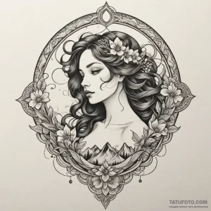 A dotwork landscape, tattoo drawing outline,… — эскиз тату (№1749320203_1, 07.06.2025 18:16) — Tatufoto.com