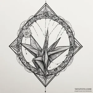 Origami crane, tattoo sketch design, minimali… — эскиз тату (№1749324014_1, 07.06.2025 19:20) — Tatufoto.com