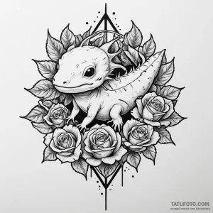 An axolotl, tattoo drawing outline, clear ima… — эскиз тату (№1749327311_0, 07.06.2025 20:15) — Tatufoto.com
