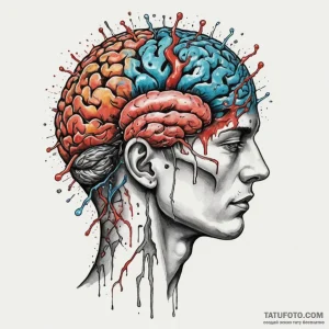 Human head with exposed holographic brain, ta… — эскиз тату (№1749330456_0, 07.06.2025 21:07) — Tatufoto.com