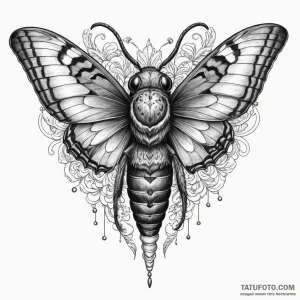 A death’s-head hawkmoth, ink illustration for… — эскиз тату (№1749336812_1, 07.06.2025 22:53) — Tatufoto.com