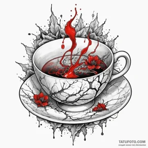 Broken teacup (kintsugi style), tattoo drawin… — эскиз тату (№1749337545_1, 07.06.2025 23:05) — Tatufoto.com