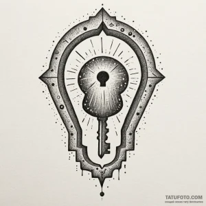 A key unlocking a galaxy in a keyhole, artist… — эскиз тату (№1749338519_0, 07.06.2025 23:21) — Tatufoto.com