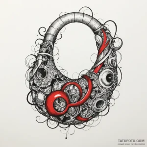 Klein bottle, tattoo line art, trash polka ta… — эскиз тату (№1749343847_1, 08.06.2025 00:50) — Tatufoto.com