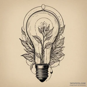 Lightbulb with a plant growing inside, concep… — эскиз тату (№1749348377_0, 08.06.2025 02:06) — Tatufoto.com