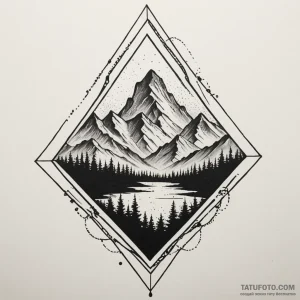A mountain range symbol, artistic tattoo sket… — эскиз тату (№1749352425_0, 08.06.2025 03:13) — Tatufoto.com