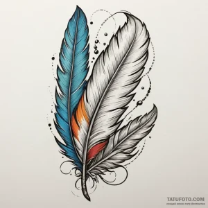 A bird feather turning into an ink quill, tat… — эскиз тату (№1749352550_1, 08.06.2025 03:15) — Tatufoto.com