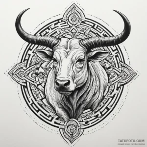 Minotaur in a labyrinth (the scene), ink illu… — эскиз тату (№1749354691_0, 08.06.2025 03:51) — Tatufoto.com