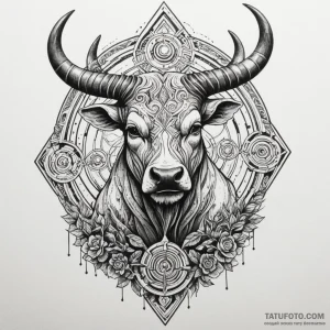Minotaur in a labyrinth (the scene), ink illu… — эскиз тату (№1749354691_1, 08.06.2025 03:51) — Tatufoto.com