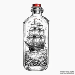 Ship in a bottle, artistic tattoo sketch, cle… — эскиз тату (№1749355063_0, 08.06.2025 03:57) — Tatufoto.com