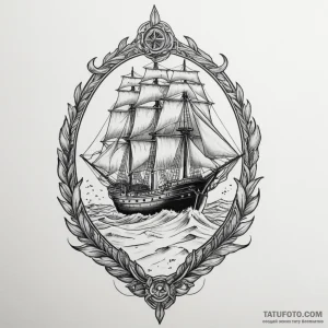 A ship sailing on a sea of sand, tattoo sketc… — эскиз тату (№1749360584_1, 08.06.2025 05:29) — Tatufoto.com