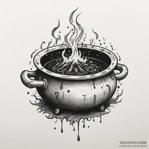 A witch’s cauldron, tattoo drawing outline, s… — эскиз тату (№1749363173_1, 08.06.2025 06:12) — Tatufoto.com