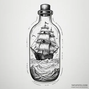 Ship in a bottle, tattoo drawing outline, mas… — эскиз тату (№1749367005_1, 08.06.2025 07:16) — Tatufoto.com