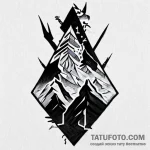 Fox in the mountains — полинезия, чёрно-белая — эскиз тату (№1749586153_1, 10.06.2025 20:09) — Tatufoto.com