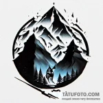 Fox in the mountains — полинезия, чёрно-белая — эскиз тату (№1749586170_0, 10.06.2025 20:09) — Tatufoto.com