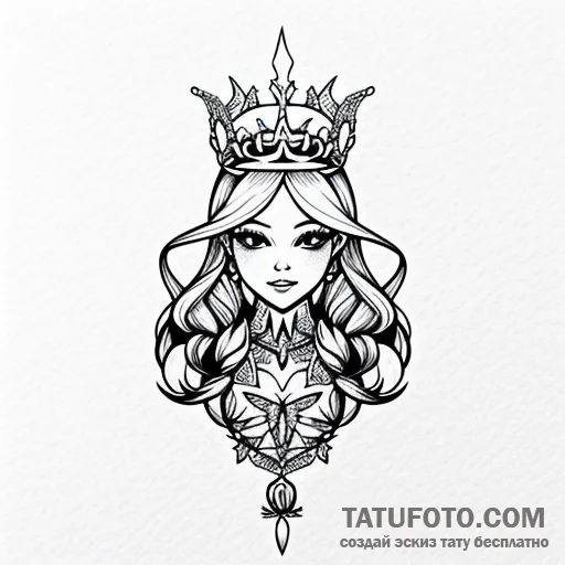 Queen bee with a delicate, filigree crown - эскиз тату (№1749592808_0, 10.06.2025 22:00) — Tatufoto.com