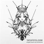 Queen bee with a delicate, filigree crown — эскиз тату (№1749592955_0, 10.06.2025 22:02) — Tatufoto.com