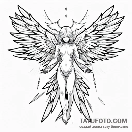 Angel with broken wings - эскиз тату (№1749593221_0, 10.06.2025 22:07) — Tatufoto.com