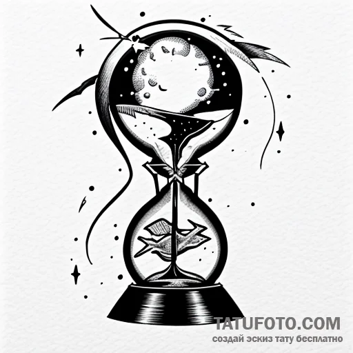 Atomic explosion in hourglass - эскиз тату (№1749593985_0, 10.06.2025 22:19) — Tatufoto.com