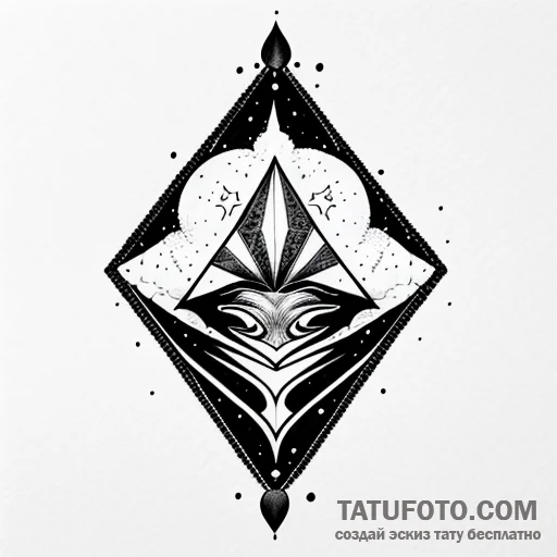 Diamond - олд скул, чёрно-белая - эскиз тату (№1749594705_1, 10.06.2025 22:31) — Tatufoto.com