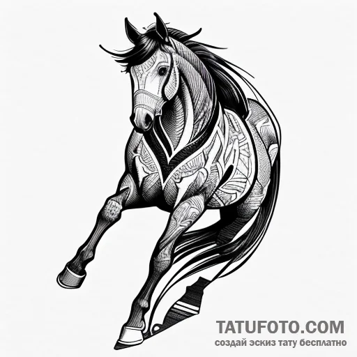 Horse, tattoo sketch design, linework tattoo... - эскиз тату (№1749595269_0, 10.06.2025 22:41) — Tatufoto.com