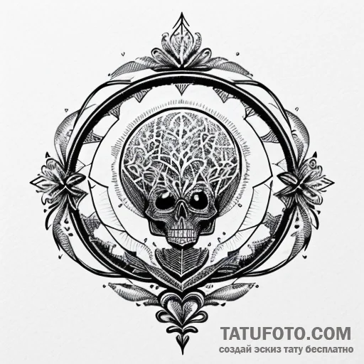 Skeleton, artistic tattoo sketch, black outli... - эскиз тату (№1749639752_0, 11.06.2025 11:02) — Tatufoto.com