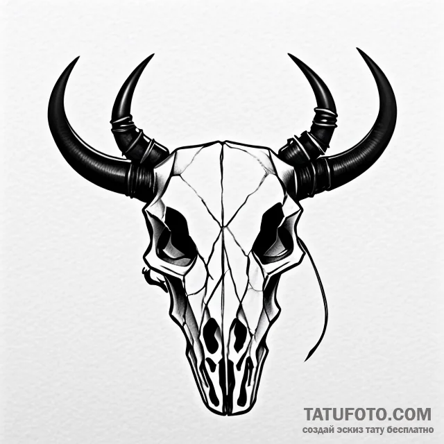 Bull skull — минимализм — эскиз тату (№1749662502_0, 11.06.2025 17:21) — Tatufoto.com