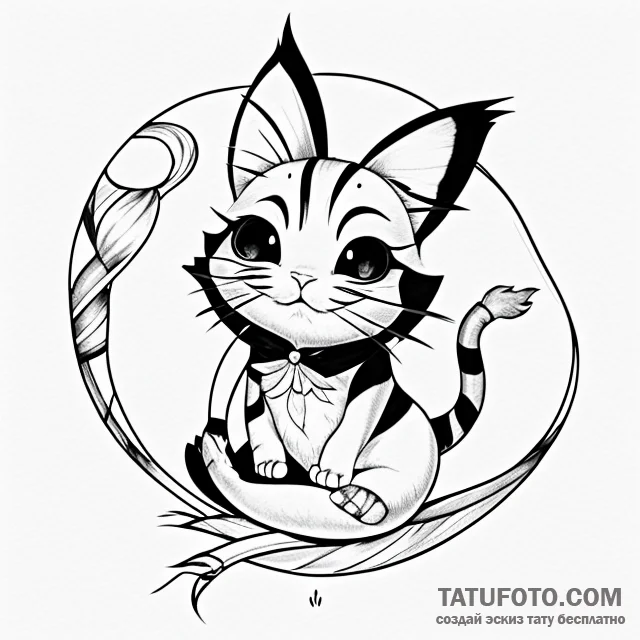 Cheshire cat — минимализм — эскиз тату (№1749662674_0, 11.06.2025 17:24) — Tatufoto.com