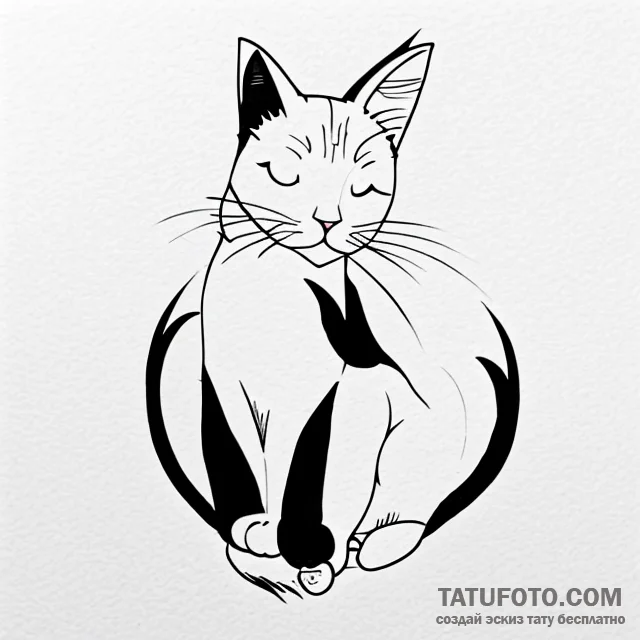 Black cat — минимализм — эскиз тату (№1749663155_0, 11.06.2025 17:32) — Tatufoto.com