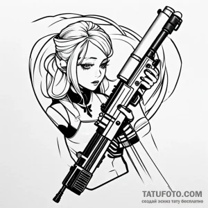 Machine gun - эскиз тату (№1749663192_0, 11.06.2025 17:33) — Tatufoto.com