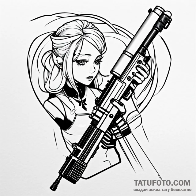 Machine gun — эскиз тату (№1749663192_0, 11.06.2025 17:33) — Tatufoto.com