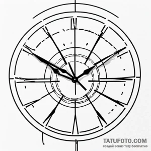Clock - минимализм - эскиз тату (№1749663502_0, 11.06.2025 17:38) — Tatufoto.com