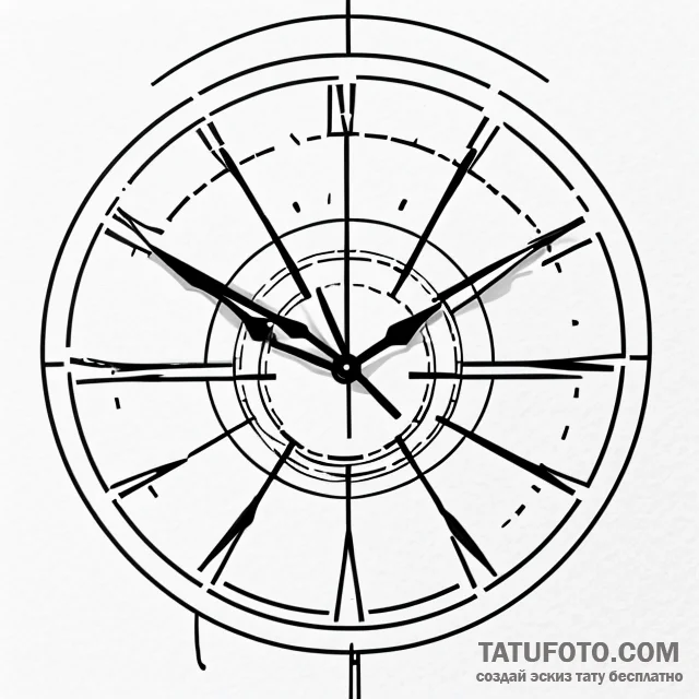 Clock — минимализм — эскиз тату (№1749663502_0, 11.06.2025 17:38) — Tatufoto.com